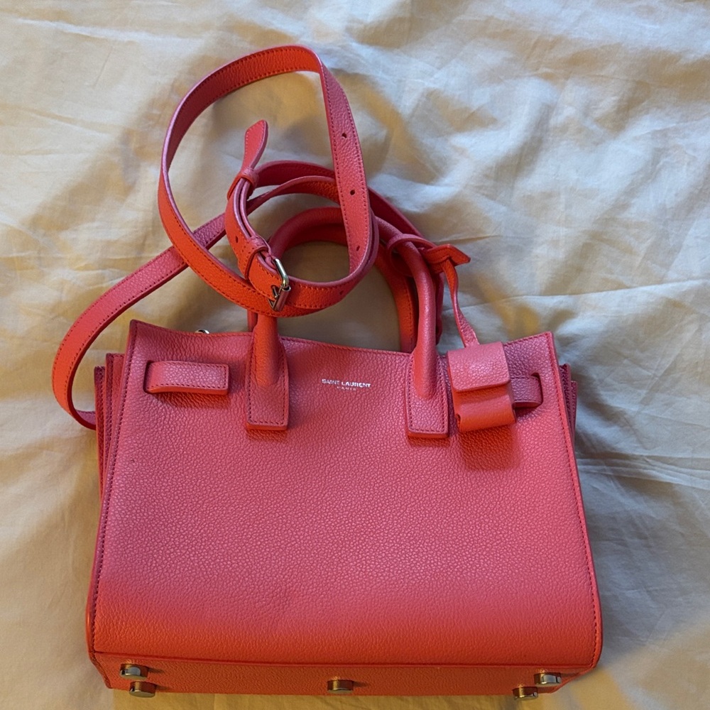Saint Laurent Nano Sac Du Jour Grained Fuchsia Satchel Bag - Picture 4 of 4